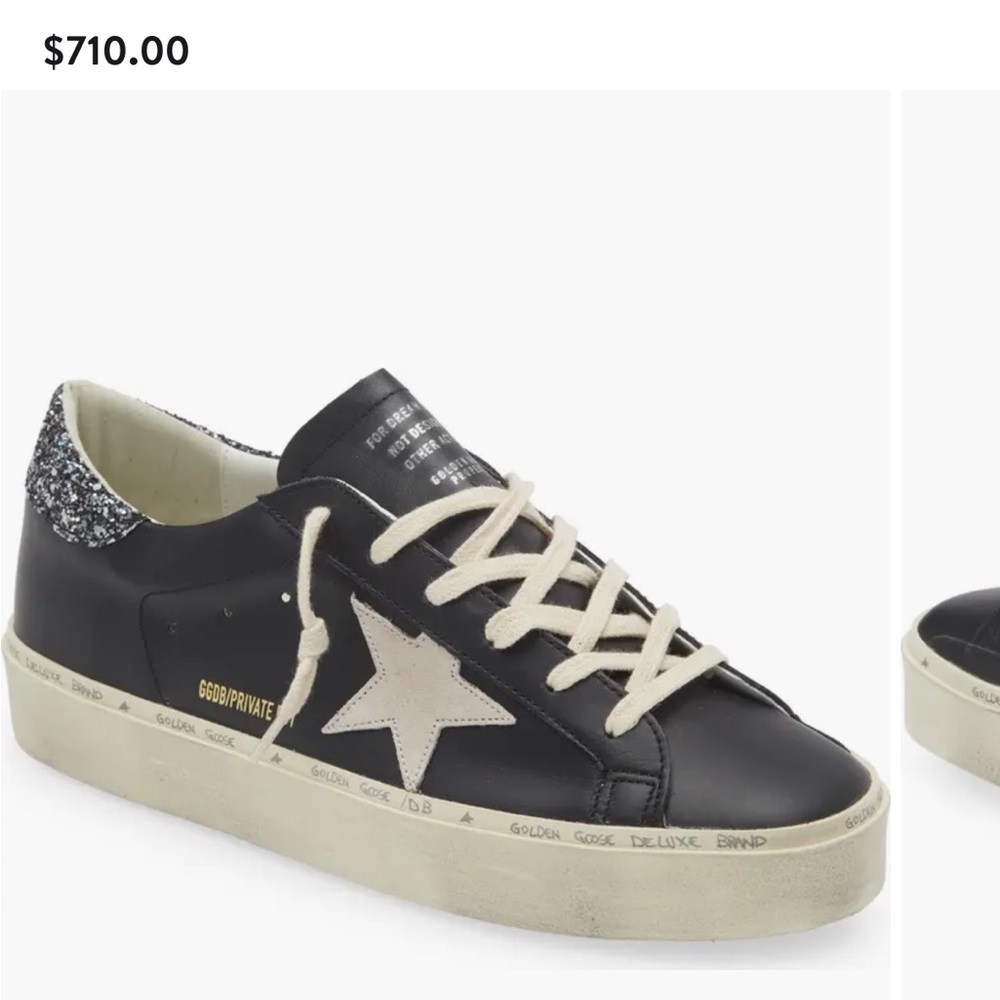 Golden Goose Black Sneakers with Glitter Heel